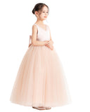 V-Neck Satin Flower Girl Dress for Special Occasions Birthday Gown Father Daughter Dance Recital 522