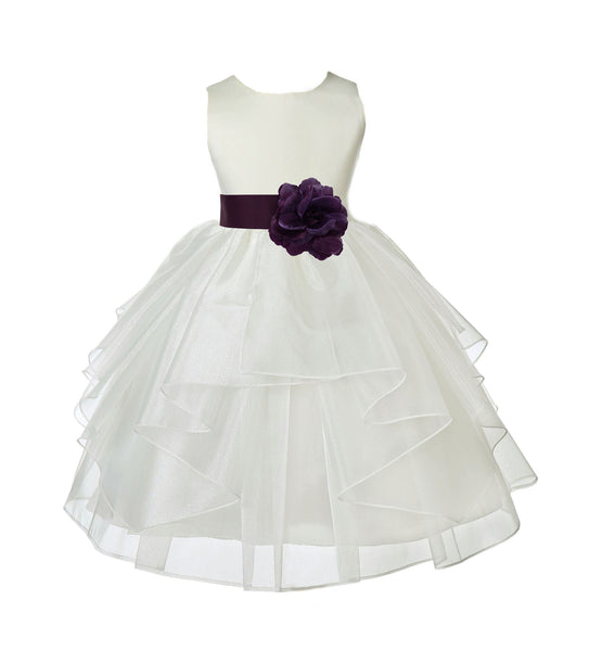 Ivory Shimmering Organza Flower Girl Dress Wedding Junior Bridesmaid Pageant Special Events 4613S(3)