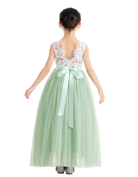 Flower Girl Color Dresses Scalloped Lace Back Special Occasions for Pageants Junior Bridesmaids 207R