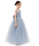Satin Backless Tulle Flower Girl Dresses for Special Occasions Bridesmaid Pretty Princess Gown 722