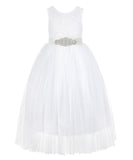 Scalloped V-Back Lace A-Line Colored Flower Girl Dress Christening Photoshoot Dance Recital 207R3