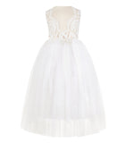 Scalloped V-Back Lace A-Line Colored Flower Girl Dress Christening Photoshoot Dance Recital 207R3