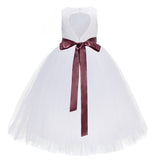 Heart Cutout Floral Lace Flower Girl Dress with Rhinestone Sash Junior Bridesmaid Gown Toddler 172R3