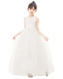 Floral Lace Heart Cutout Flower Girl Dresses for Wedding Pageants Junior Bridesmaid Gown 172noFT