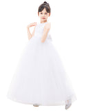 Floral Lace Heart Cutout Flower Girl Dresses for Wedding Pageants Junior Bridesmaid Gown 172noFT