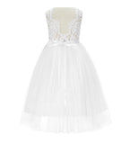 Scalloped V-Back Lace A-Line Flower Girl Dress Communion Baptism Wedding Reception Ballroom 207R7