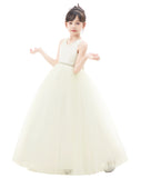 Crossed Straps Satin Flower Girl Dress with Rhinestones for Dance Recital Princess Ballroom Gown 240