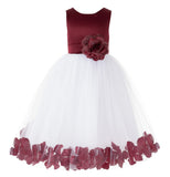 White Tulle Floral Petals Flower Girl Dress Special Occasions Junior Pageant Wedding Holiday 302S(6)