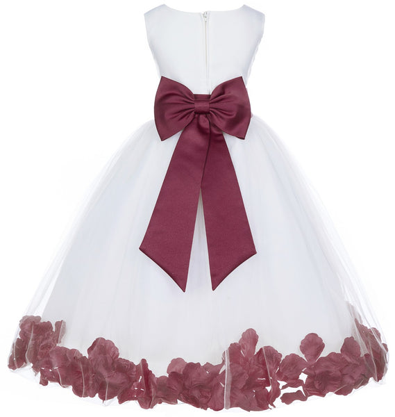 Ivory Elegant Wedding Pageant Special Events Petals Flower Girl Dress with Bow Tie Sash 302T(6)