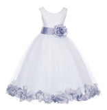 Ivory Tulle Floral Petals Flower Girl Dress Special Occasions Junior Pageant Wedding Holiday 302S(5)