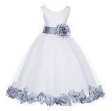 Ivory Elegant Wedding Pageant Special Events Petals Flower Girl Dress with Bow Tie Sash 302T(6)