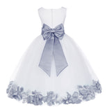 Ivory Elegant Wedding Pageant Special Events Petals Flower Girl Dress with Bow Tie Sash 302T(6)