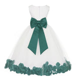 Ivory Elegant Wedding Pageant Special Events Petals Flower Girl Dress with Bow Tie Sash 302T(6)