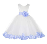 Ivory Elegant Wedding Pageant Special Events Petals Flower Girl Dress with Bow Tie Sash 302T(6)