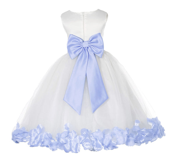 Ivory Elegant Wedding Pageant Special Events Petals Flower Girl Dress with Bow Tie Sash 302T(6)