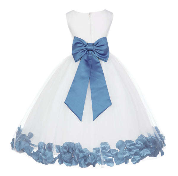 Ivory Elegant Wedding Pageant Special Events Petals Flower Girl Dress with Bow Tie Sash 302T(6)