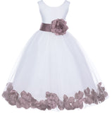 White Tulle Floral Petals Flower Girl Dress Special Occasions Junior Pageant Wedding Holiday 302S(1)