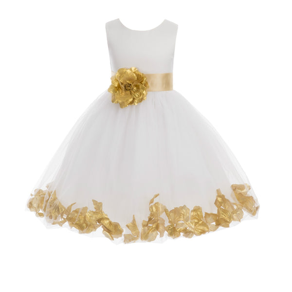 Ivory Elegant Wedding Pageant Special Events Petals Flower Girl Dress with Bow Tie Sash 302T(6)