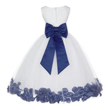 Ivory Elegant Wedding Pageant Special Events Petals Flower Girl Dress with Bow Tie Sash 302T(3)