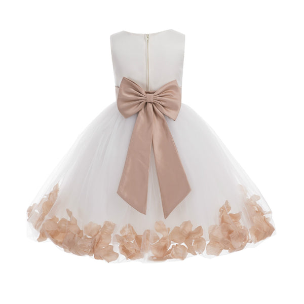 Ivory Elegant Wedding Pageant Special Events Petals Flower Girl Dress with Bow Tie Sash 302T(6)