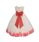 Ivory Elegant Wedding Pageant Special Events Petals Flower Girl Dress with Bow Tie Sash 302T(2)