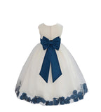 Ivory Elegant Wedding Pageant Special Events Petals Flower Girl Dress with Bow Tie Sash 302T(2)