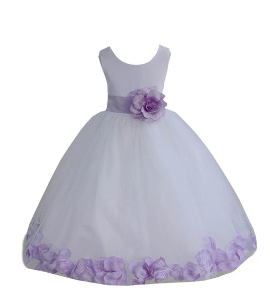 White Elegant Bridesmaid Pageant Special Occasions Rose Petals Flower Girl Dress 302T(2)