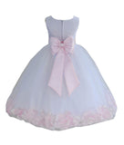 White Elegant Bridesmaid Pageant Special Occasions Rose Petals Flower Girl Dress 302T(1)