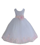 White Elegant Bridesmaid Pageant Special Occasions Rose Petals Flower Girl Dress 302T(1)