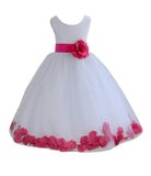 White Elegant Bridesmaid Pageant Special Occasions Rose Petals Flower Girl Dress 302T(3)