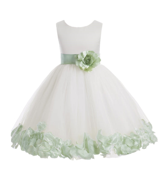 Ivory Elegant Wedding Pageant Special Events Petals Flower Girl Dress with Bow Tie Sash 302T(4)