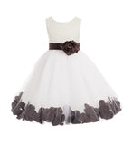 Ivory Elegant Wedding Pageant Special Events Petals Flower Girl Dress with Bow Tie Sash 302T(3)