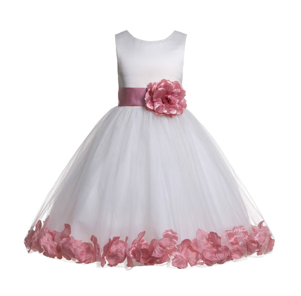 Ivory Elegant Wedding Pageant Special Events Petals Flower Girl Dress with Bow Tie Sash 302T(6)