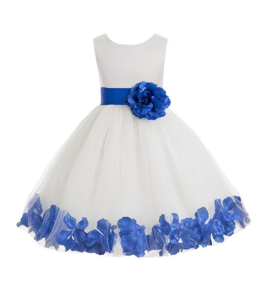 Ivory Elegant Wedding Pageant Special Events Petals Flower Girl Dress with Bow Tie Sash 302T(1)