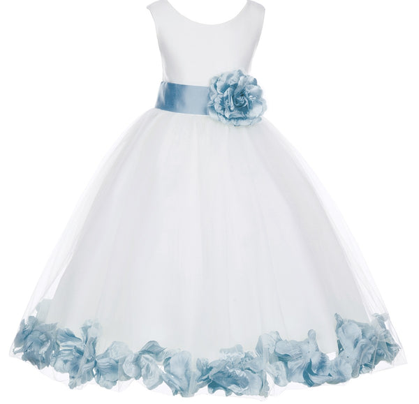 Ivory Elegant Wedding Pageant Special Events Petals Flower Girl Dress with Bow Tie Sash 302T(6)