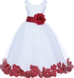 Ivory Tulle Floral Petals Flower Girl Dress Special Occasions Junior Pageant Wedding Holiday 302S(5)