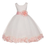 Ivory Elegant Wedding Pageant Special Events Petals Flower Girl Dress with Bow Tie Sash 302T(4)