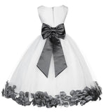 Ivory Elegant Wedding Pageant Special Events Petals Flower Girl Dress with Bow Tie Sash 302T(1)