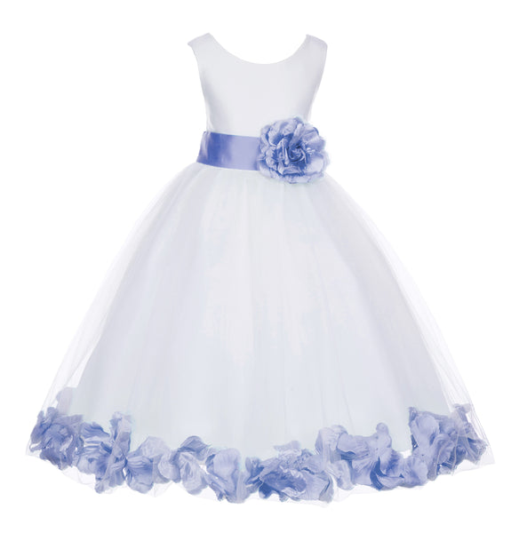 Ivory Elegant Wedding Pageant Special Events Petals Flower Girl Dress with Bow Tie Sash 302T(3)