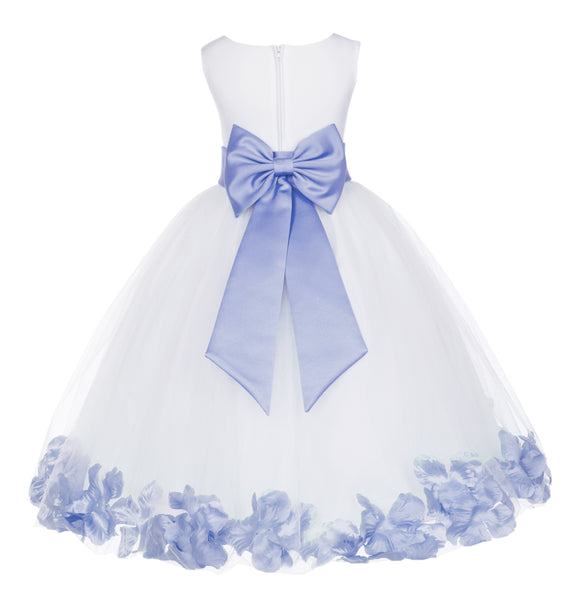 Ivory Elegant Wedding Pageant Special Events Petals Flower Girl Dress with Bow Tie Sash 302T(3)