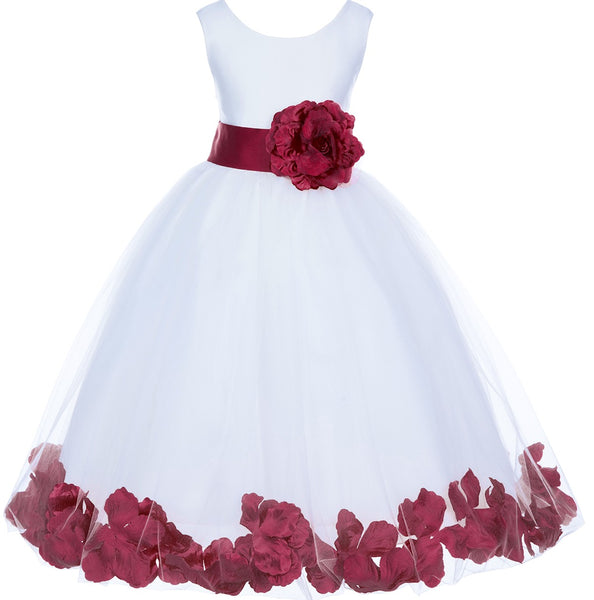 Ivory Tulle Floral Petals Flower Girl Dress Special Occasions Junior Pageant Wedding Holiday 302S(3)