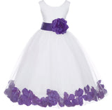 Ivory Elegant Wedding Pageant Special Events Petals Flower Girl Dress with Bow Tie Sash 302T(4)