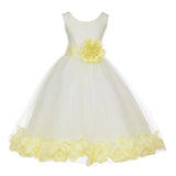 Ivory Tulle Floral Petals Flower Girl Dress Special Occasions Junior Pageant Wedding Holiday 302S(2)