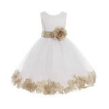 Ivory Tulle Floral Petals Flower Girl Dress Special Occasions Junior Pageant Wedding Holiday 302S(1)