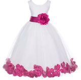 Ivory Elegant Wedding Pageant Special Events Petals Flower Girl Dress with Bow Tie Sash 302T(1)