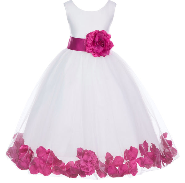 Ivory Tulle Floral Petals Flower Girl Dress Special Occasions Junior Pageant Wedding Holiday 302S(2)