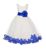 Ivory Elegant Wedding Pageant Special Events Petals Flower Girl Dress with Bow Tie Sash 302T(4)