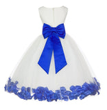 Ivory Elegant Wedding Pageant Special Events Petals Flower Girl Dress with Bow Tie Sash 302T(4)