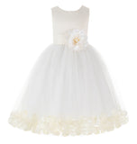 Ivory Tulle Floral Petals Flower Girl Dress Special Occasions Junior Pageant Wedding Holiday 302S(1)