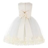 Ivory Elegant Wedding Pageant Special Events Petals Flower Girl Dress with Bow Tie Sash 302T(1)